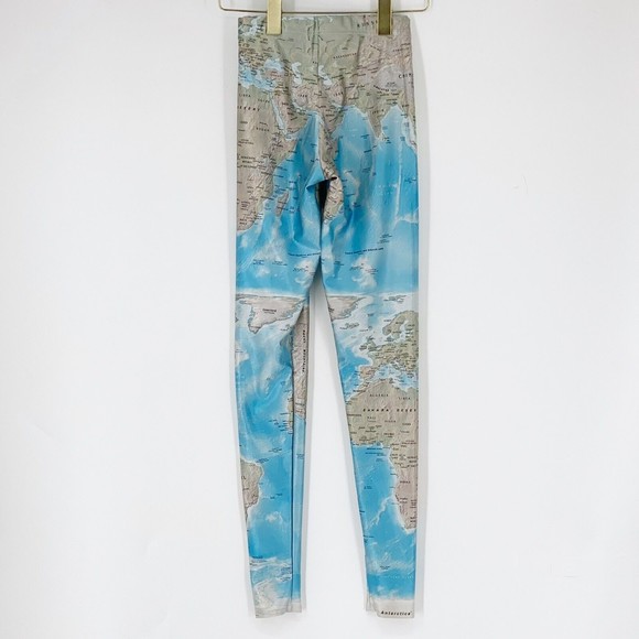 Blackmilk WORLD MAPS LEGGINGS Atlas Women XS Blue Global Limited Edition - Picture 5 of 5